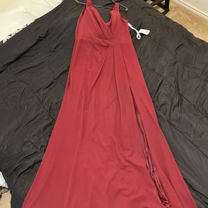 David’s Bridals Bridesmaid Dress-wine